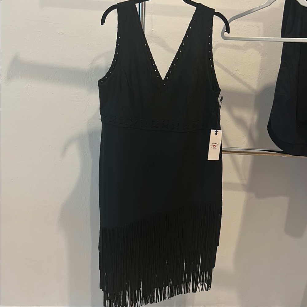 Idyllwind Black Asymmetrical Fringe Dress